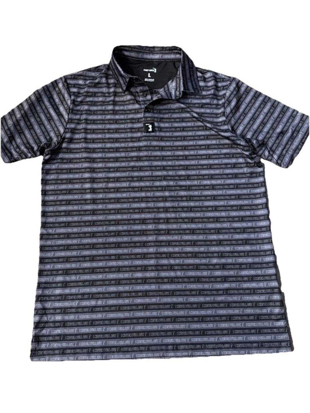 Bogey Bros “I Never Pullout” Performance Polo All Over Print Shirt Men’s Large